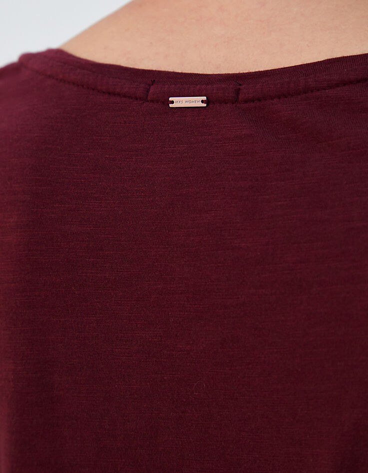 Tee-shirt grenat en coton modal flammé visuel tatoo femme-6