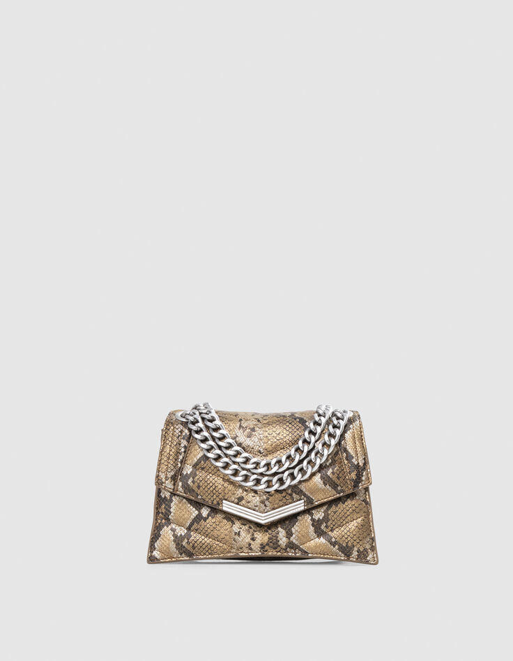 Damen-Tasche THE 1. SEASONALS Gold Leder gesteppt Python S-1