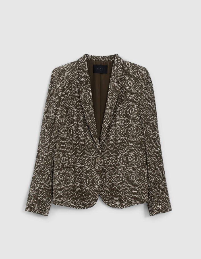 Women’s khaki decorative dotted Swiss short suit jacket - IKKS