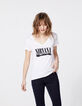Weißes Damen-T-Shirt aus Baumwollmodal mit Nirvana-Motiv-2