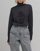 Grauer Lurex-Totenkopf-Strickpullover f&uuml;r Damen-1