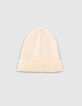 Girls’ ecru ribbed knit beanie-3