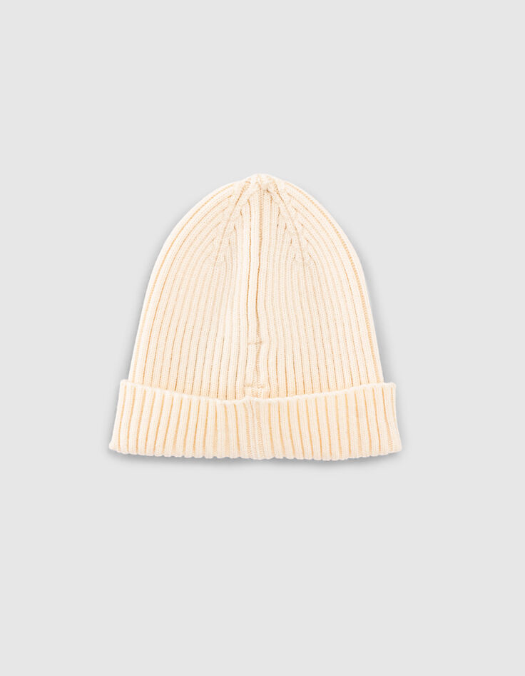 Girls’ ecru ribbed knit beanie-3