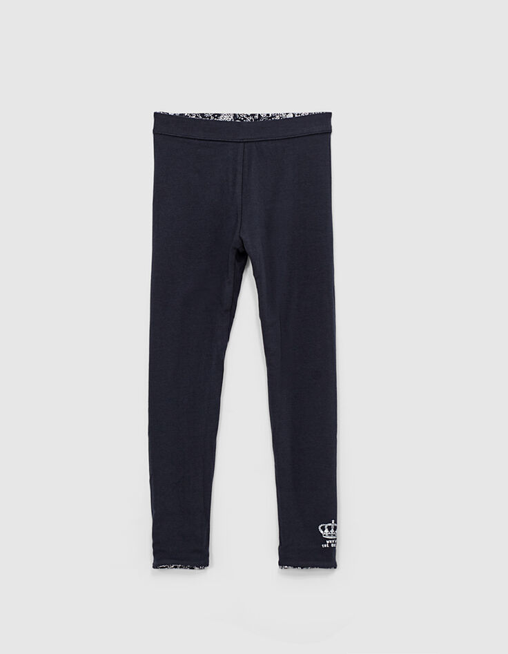 Leggings réversible navy imprimé tattoos et uni fille-2