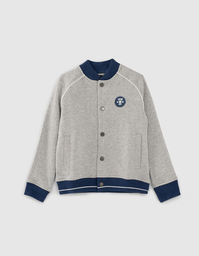 Cardigan teddy gris molleton print dos gar&ccedil;on  - IKKS