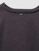Camiseta gris algodón oversize mensaje niña-4