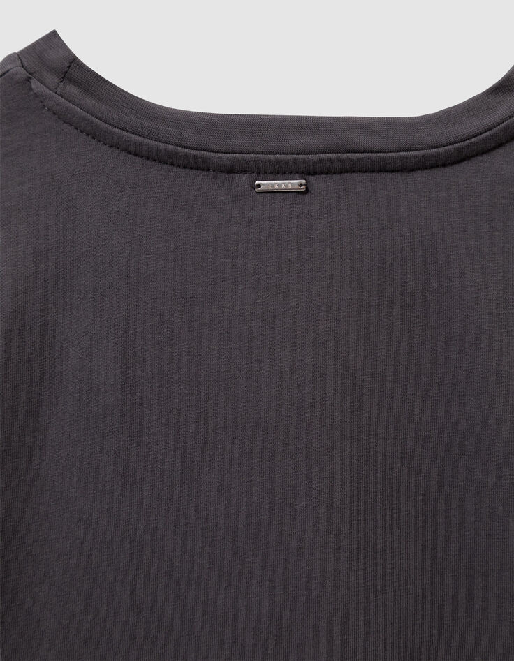 Camiseta gris algodón oversize mensaje niña-4