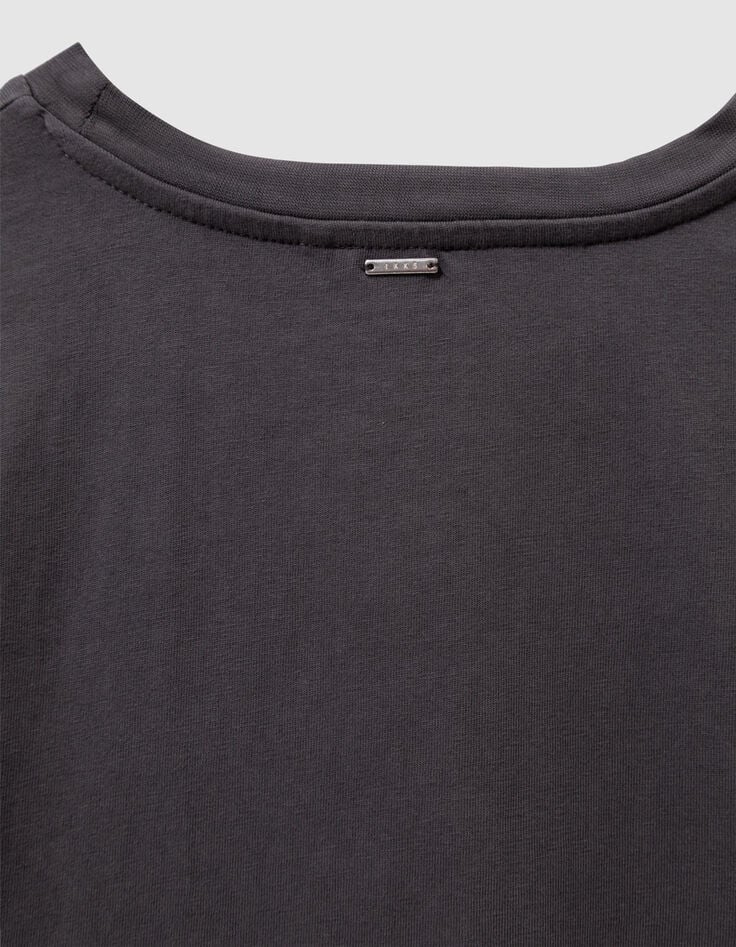 Camiseta gris algodón oversize mensaje niña-4 Camiseta gris algodón oversize mensaje niña-4