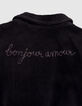 Cardigan noir esprit motard panne de velours fille-7