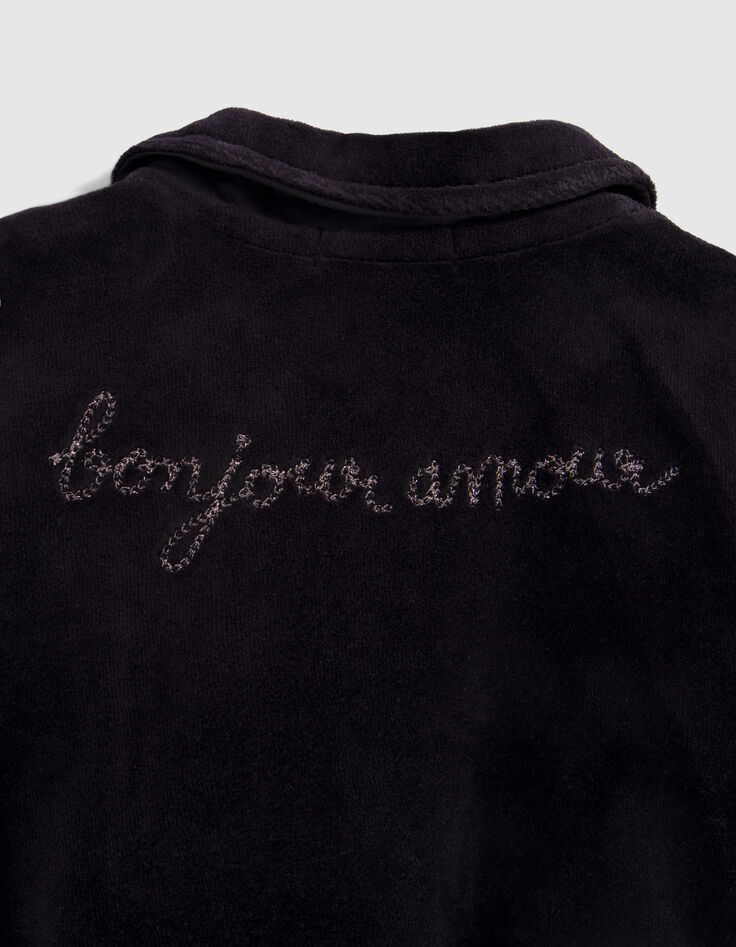 Cardigan noir esprit motard panne de velours fille-7