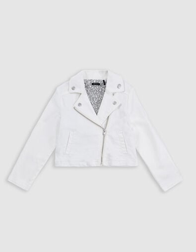 Ecru denim biker jacket for girl - IKKS
