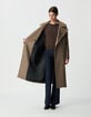 Manteau long beige lainage esprit caban ceintur&eacute; Femme-7