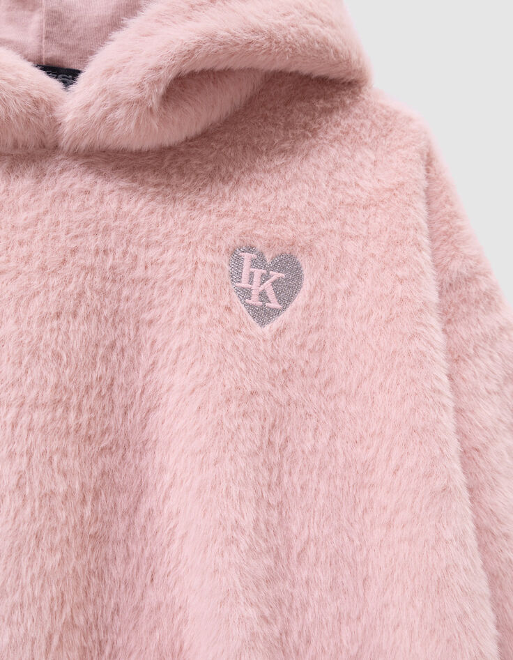 Rosa weicher Mädchen-Kapuzenpullover Herz-Badge-5 Rosa weicher Mädchen-Kapuzenpullover Herz-Badge-5