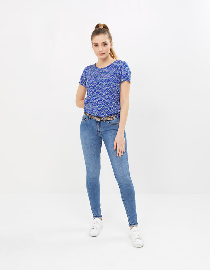 I.Code blue glass small heart print top-5