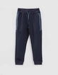 Jogging navy tech fleece con bandas laterales niño -1