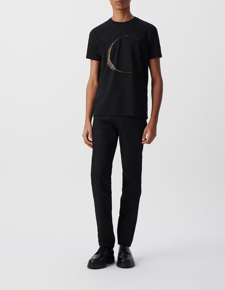 Zwart T-shirt borduursel maan Heren-1