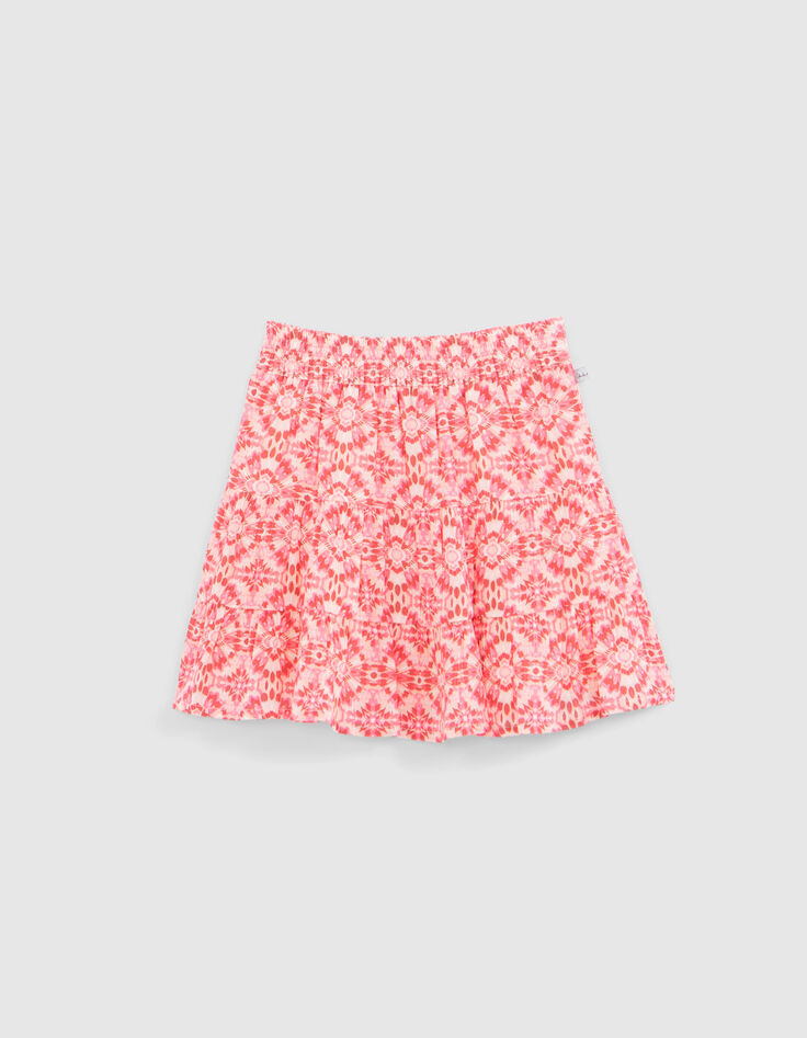 Korte roze rok etnische print meisjes-1