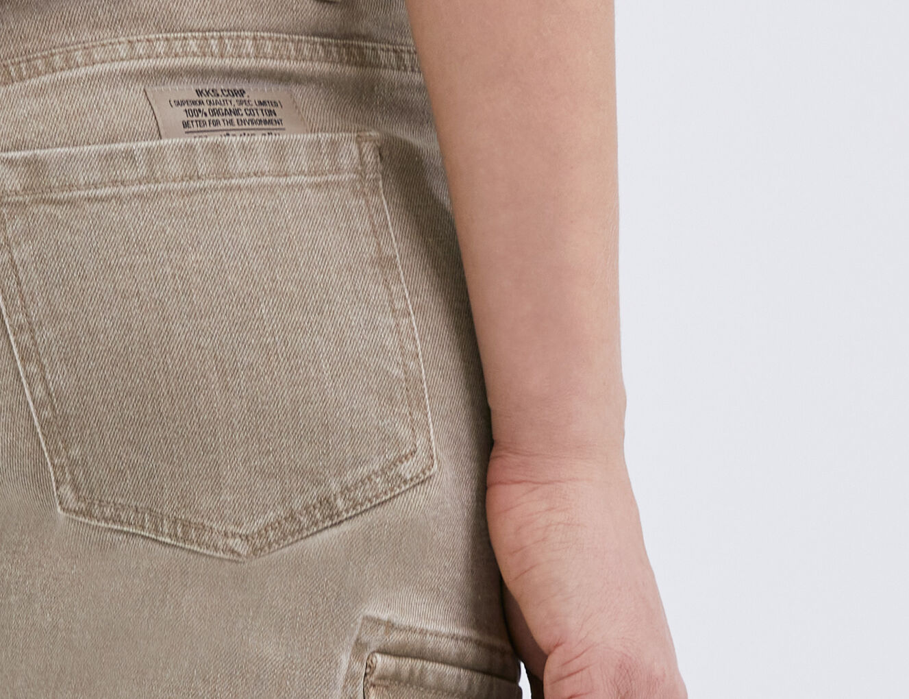Pantalon battle cropped Terra® denim kaki stone femme - IKKS-4