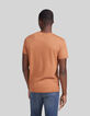 Cognackleurig T-shirt mix katoen-modal Heren-3