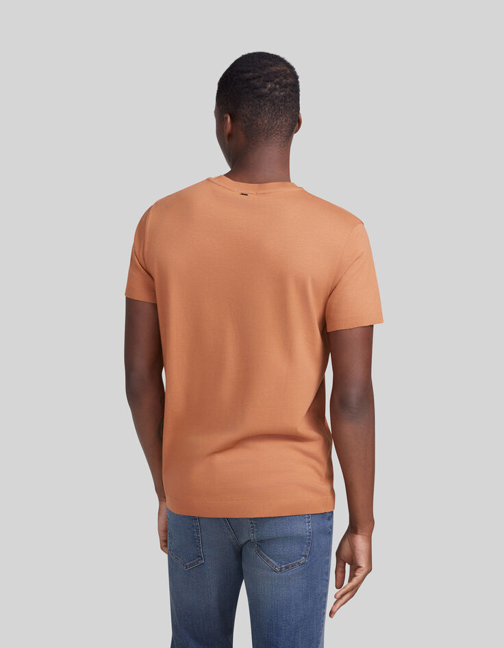 Cognackleurig T-shirt mix katoen-modal Heren-3