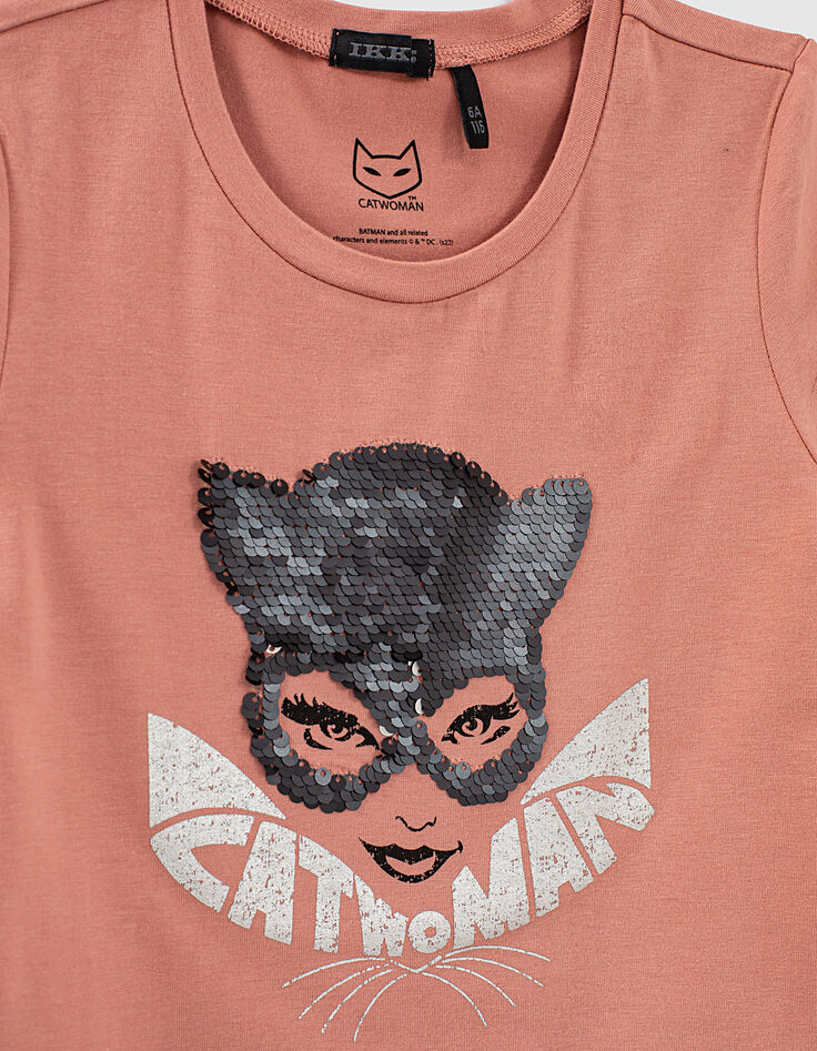 Camiseta polvorienta rosa IKKS - CATWOMAN con lentejuelas-3