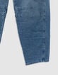Vaqueros globo de denim azul con detalles recortados-3