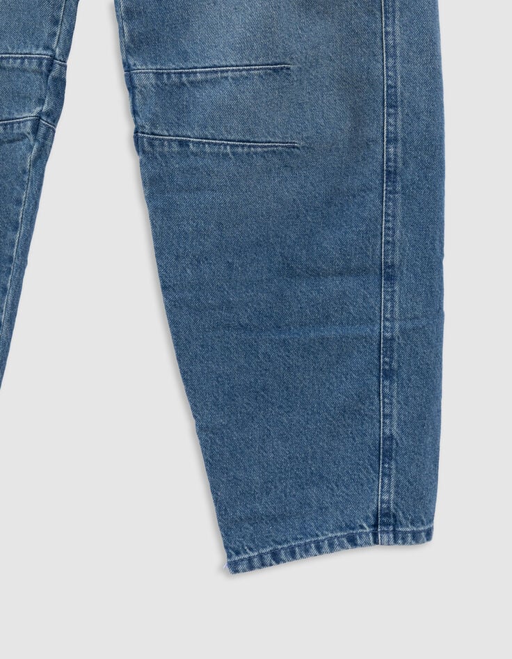 Vaqueros globo de denim azul con detalles recortados-3