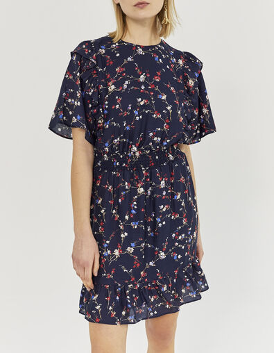 Damenkleid aus Viskose und Seide mit Kirschblütenprint - IKKS