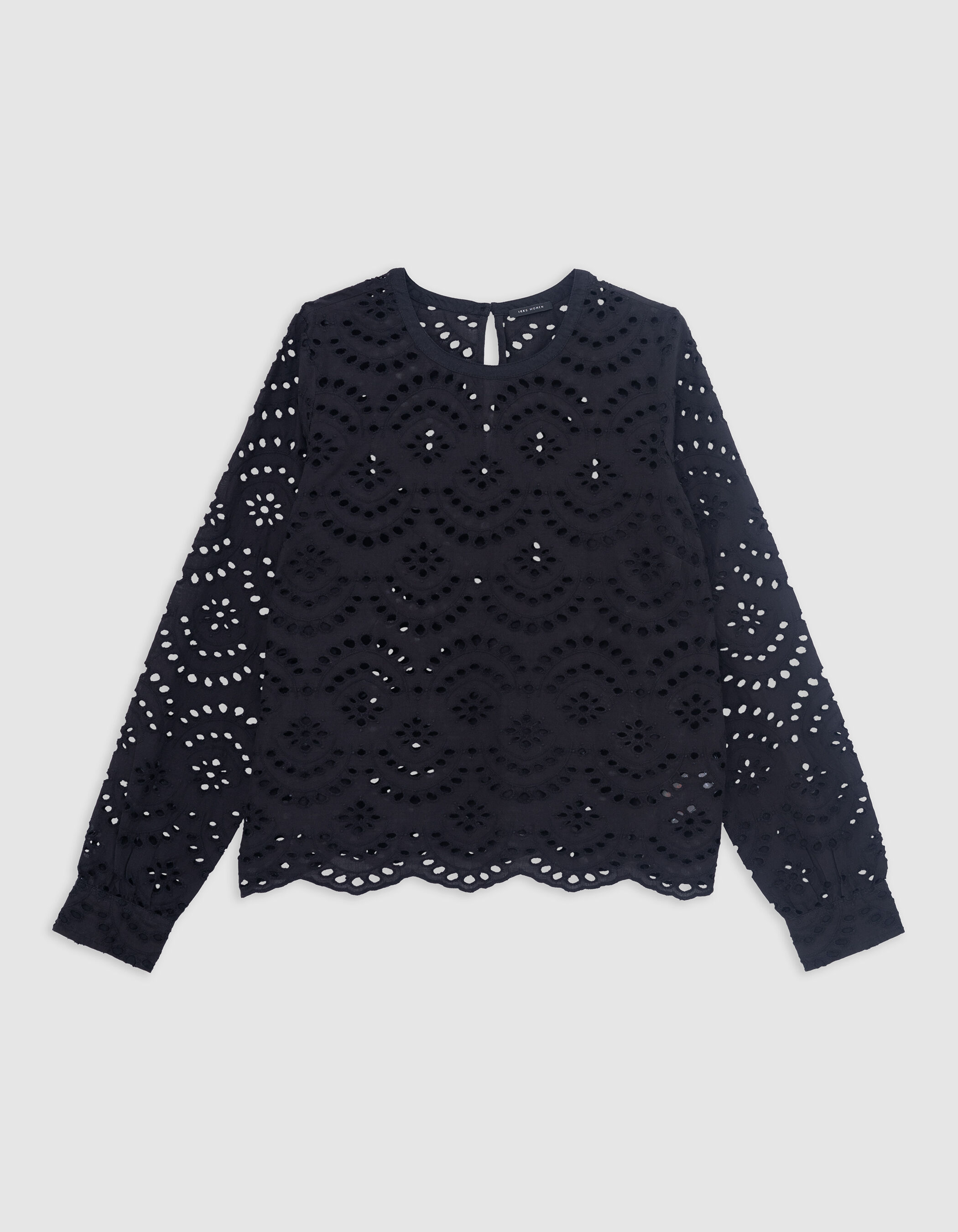 Blouse noire broderie anglaise Femme