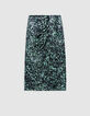 Women's metallic camouflage print green skirt-7