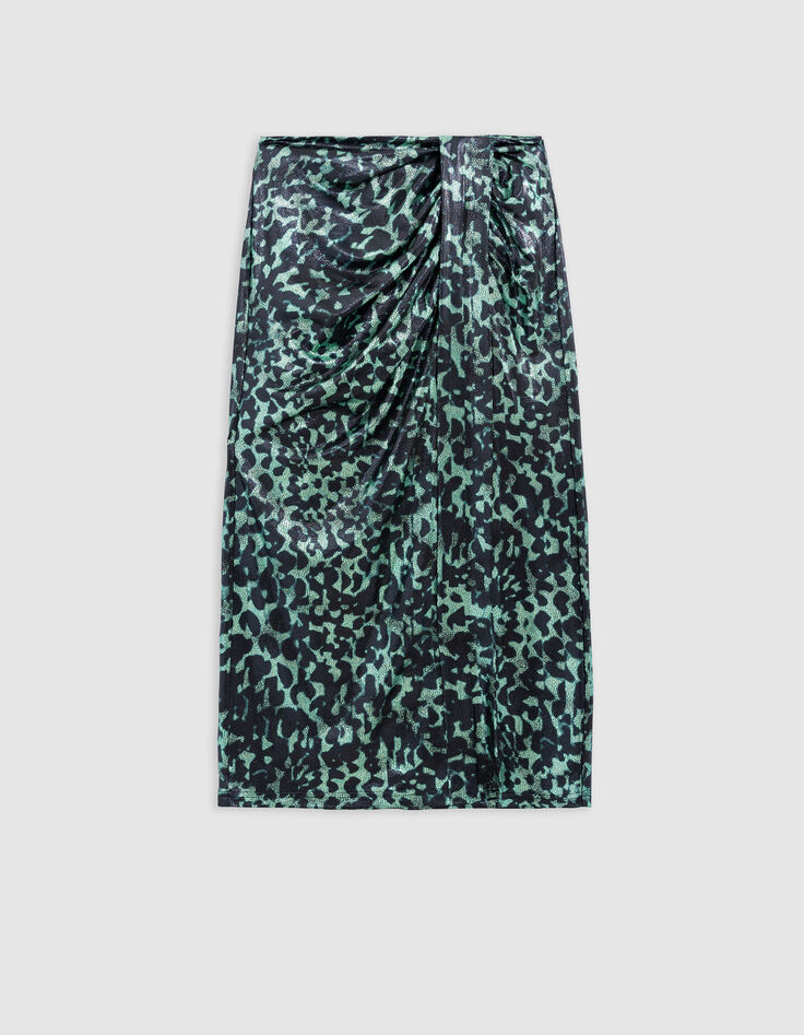 Women's metallic camouflage print green skirt-7
