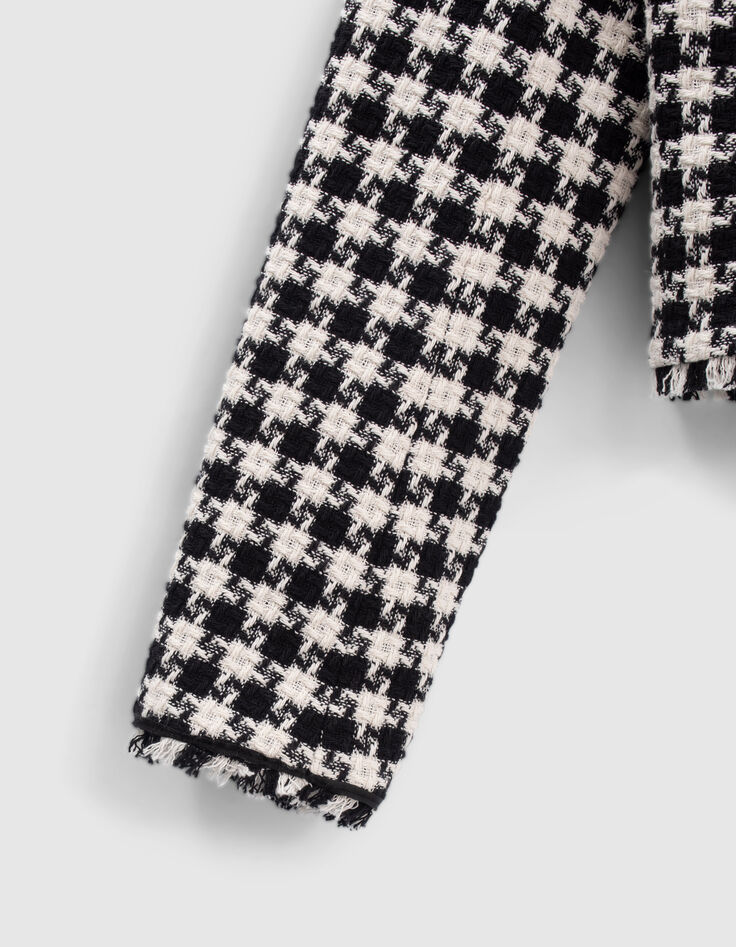 Women’s black houndstooth motif tweed-look jacket-7
