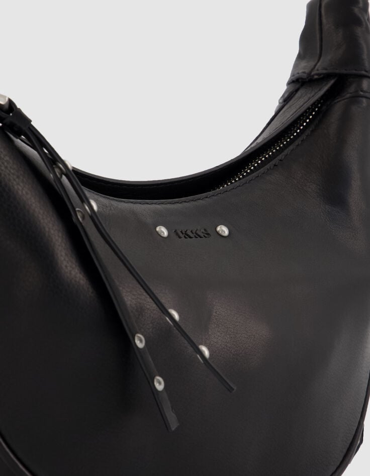 Black grained leather Allane half-moon bag size S Women-4