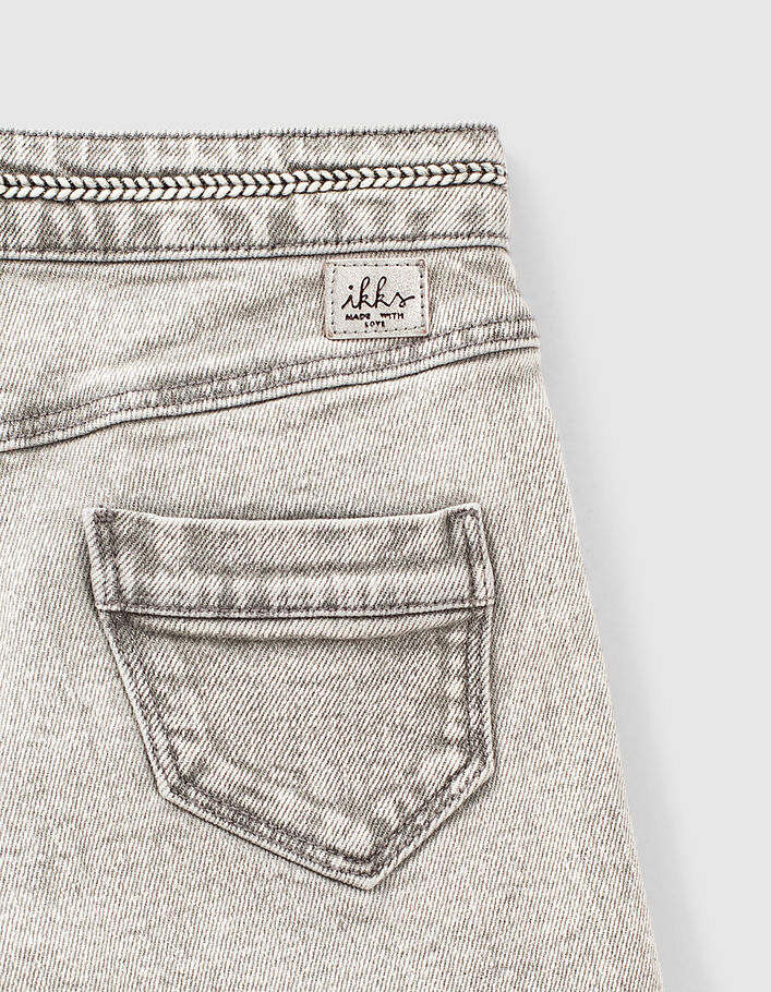 Short en jean light grey bio à ganse tressée fille-5