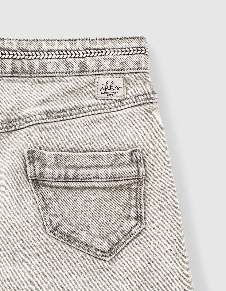 Short en jean light grey bio à ganse tressée fille-5 Short en jean light grey bio à ganse tressée fille-5