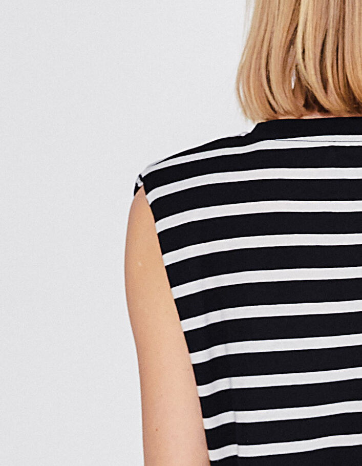 Women’s black sailor dress with ecru stripes and epaulets-6