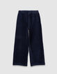 Pantalon de jogging bleue maille velours côtelé fille-6