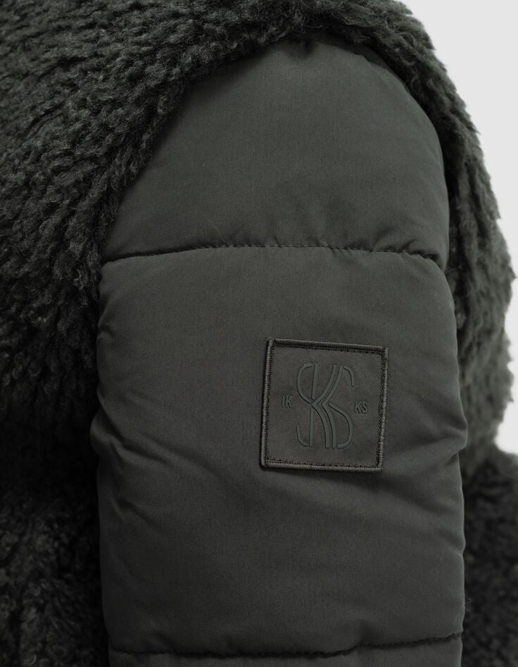 Doudoune 2-en-1 kaki avec gilet sherpa fille-4
