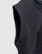 Graues Mädchen-T-Shirt mit Glitzermotiven und Nieten-8