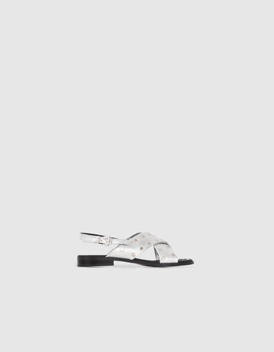 Sandalias planas cuero silver tachuelas mujer - IKKS
