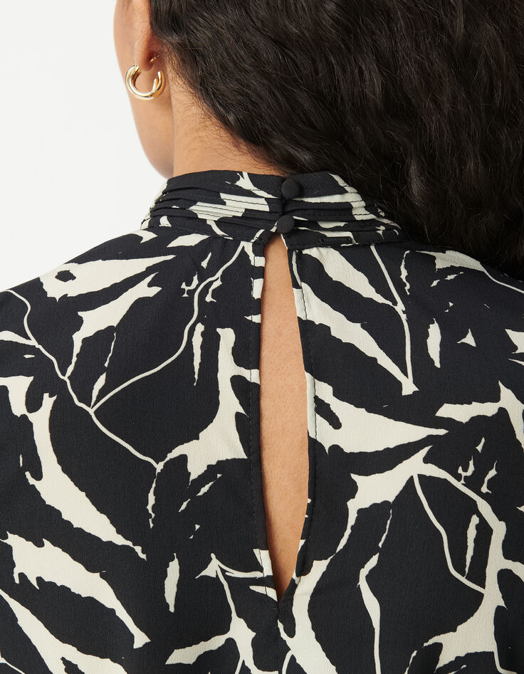 Blouse fluide noire imprimé fleurs zébré Femme-4