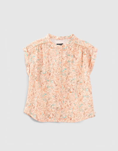 Girls’ peach floral print Lenzing™ Ecovero™ viscose shirt - IKKS