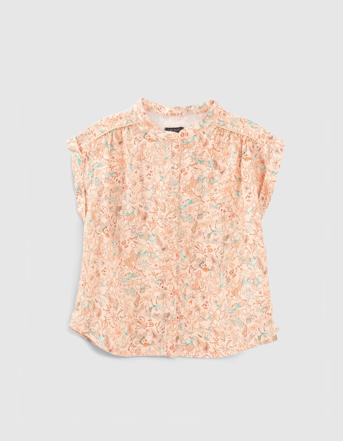 Perzik overhemd Lenzing™ Ecovero™ met bloemenprint meisjes - IKKS