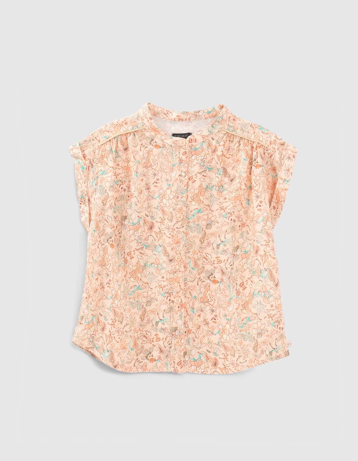 Girls’ peach floral print Lenzing™ Ecovero™ viscose shirt - IKKS