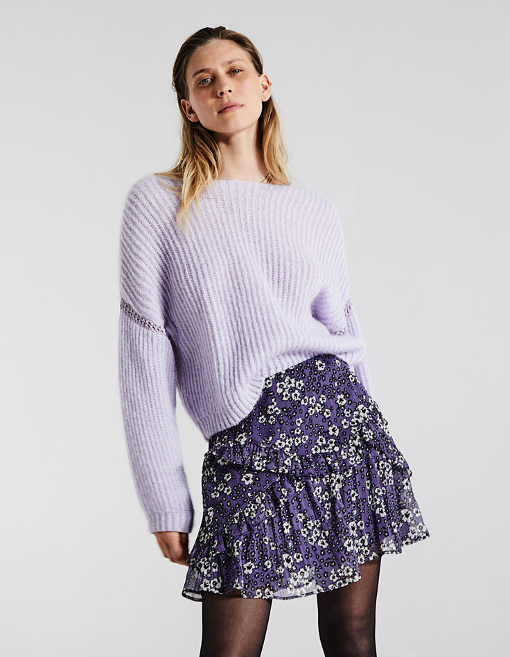 Pull en laine mousseuse coloris lilas femme-2