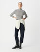 Dames-T-shirt met navy coltrui en witte strepen-1