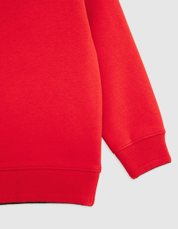 Sudadera de niño de forro polar rojo con mensaje bordado-4 Sudadera de niño de forro polar rojo con mensaje bordado-4