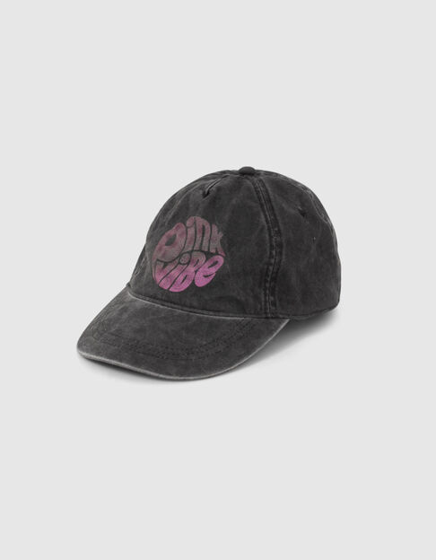 Girls’ faded grey cap with vintage slogan - IKKS