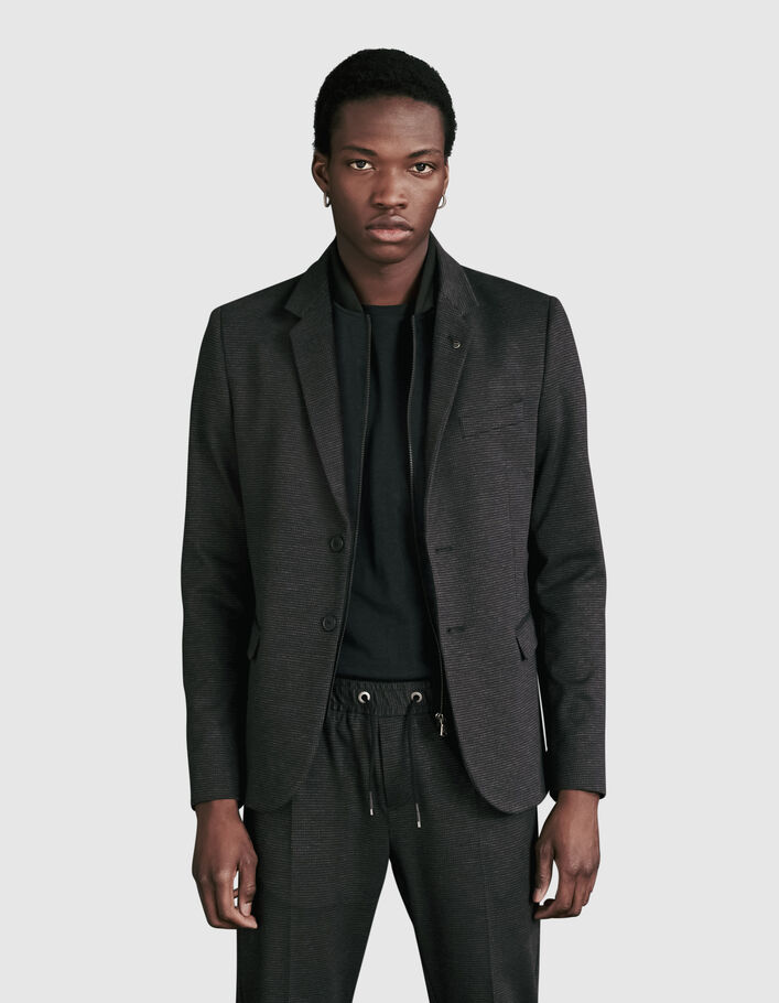 Men’s charcoal suit jacket with little checks - IKKS