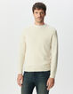Pull écru tricot relief col rond Homme-1
